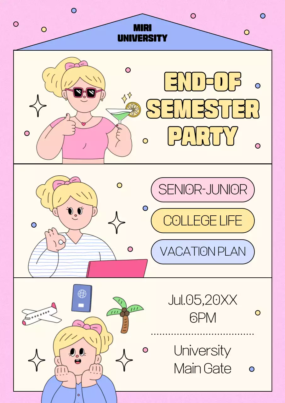 Pink Retro University Event Poster