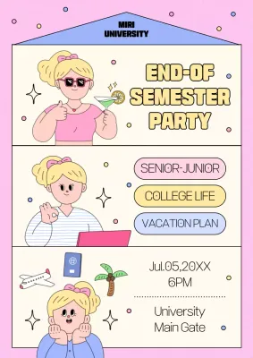Pink Retro University Event Poster