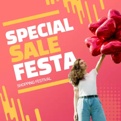 Red Trendy Shopping Promotion Instagram Post