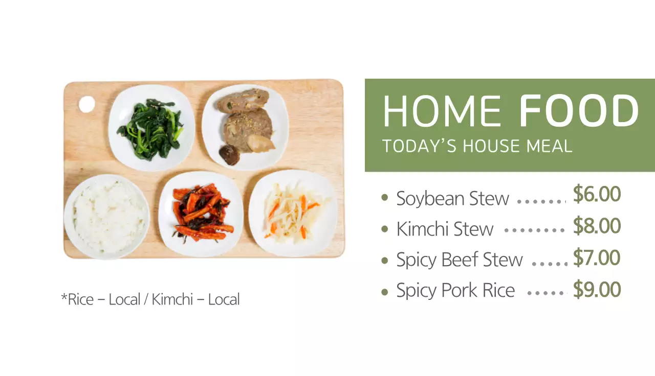 Green Simple Home Food Promotion Business Card