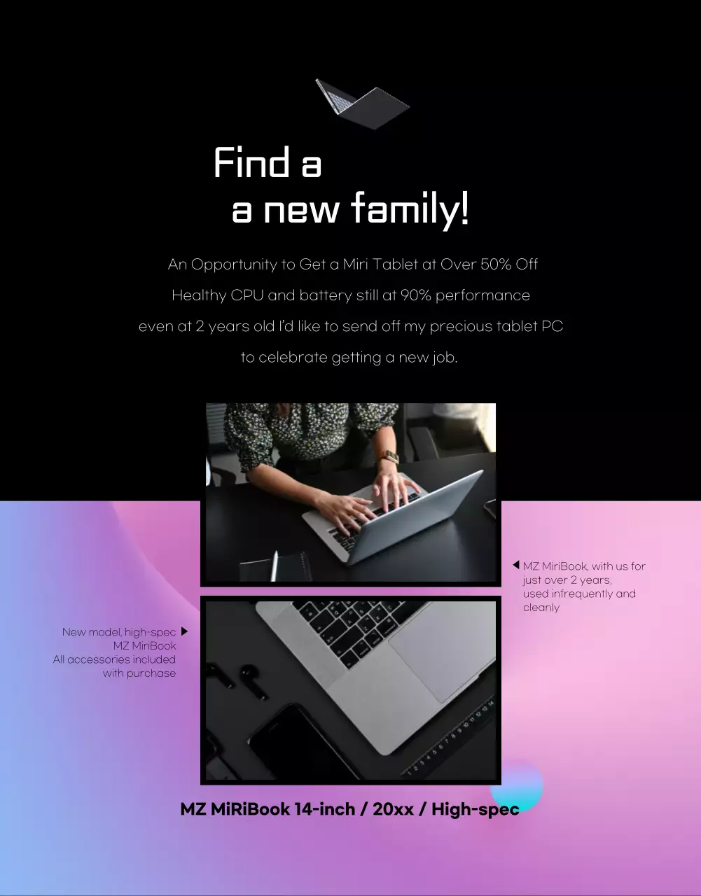 Thrifting a simple laptop with black and purple accents