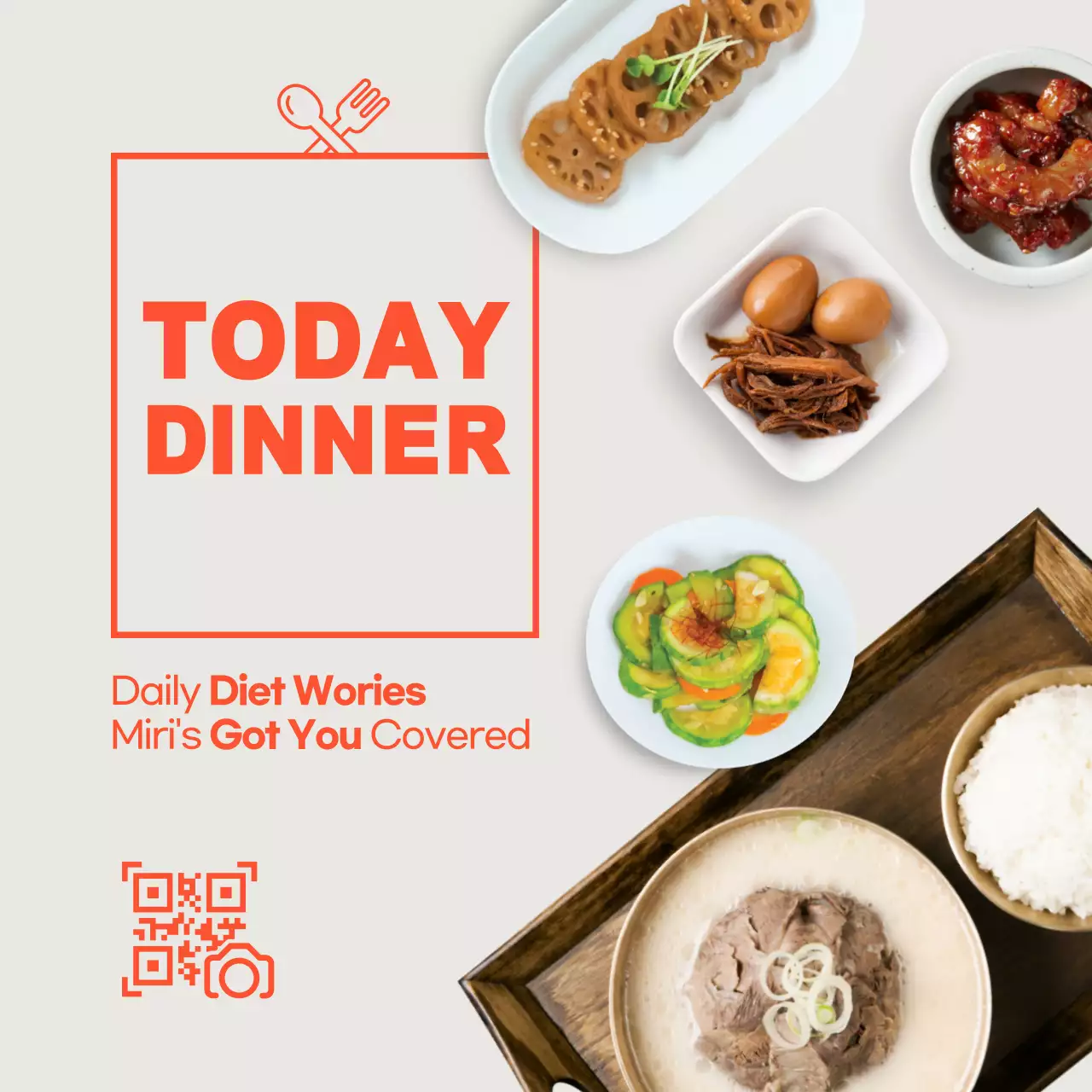 Orange Modern Dinner Promotion Social Media Post