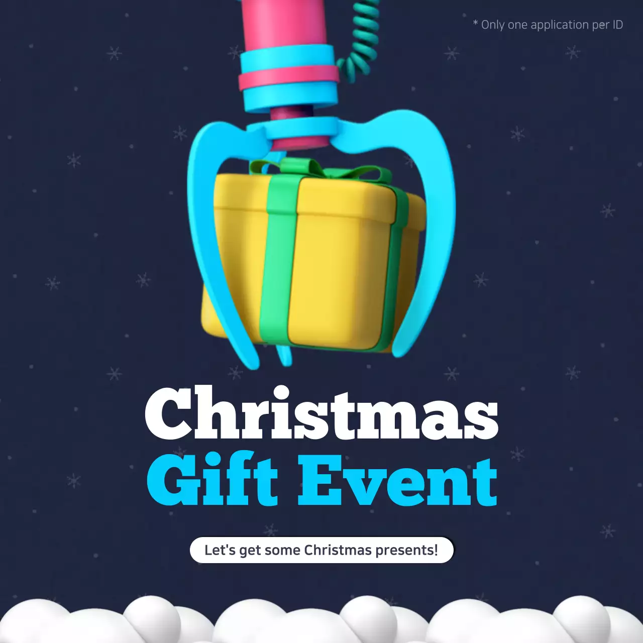 Gift event coupon in navy blue and light blue