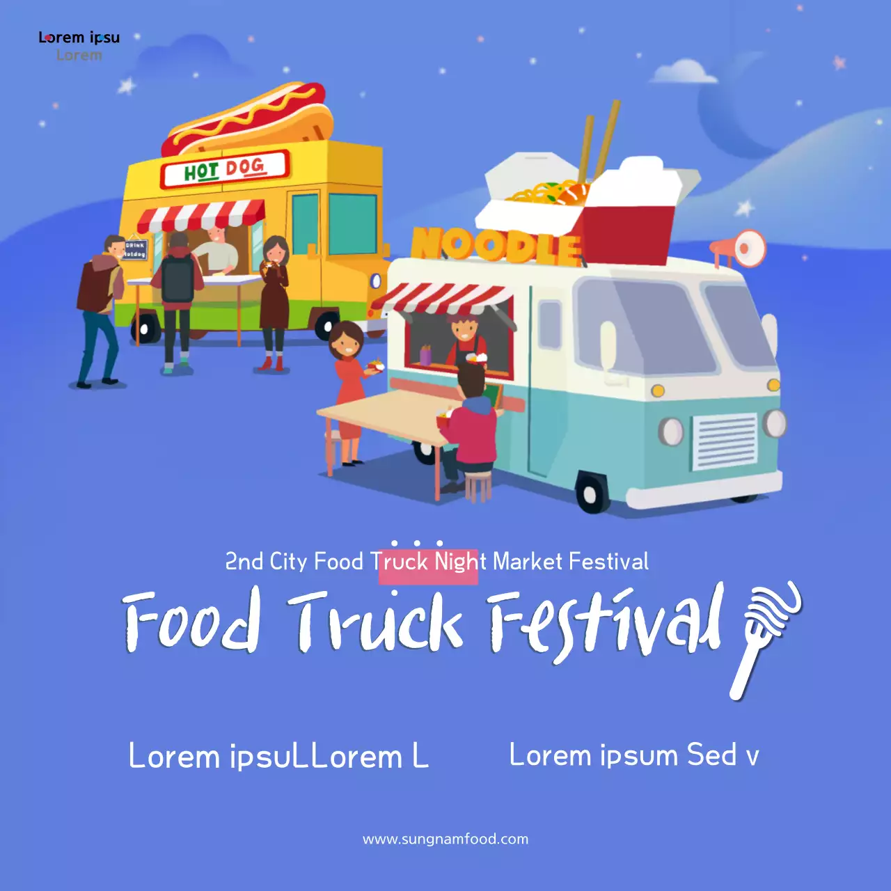 Blue Trendy Food Festival Promotion Banner
