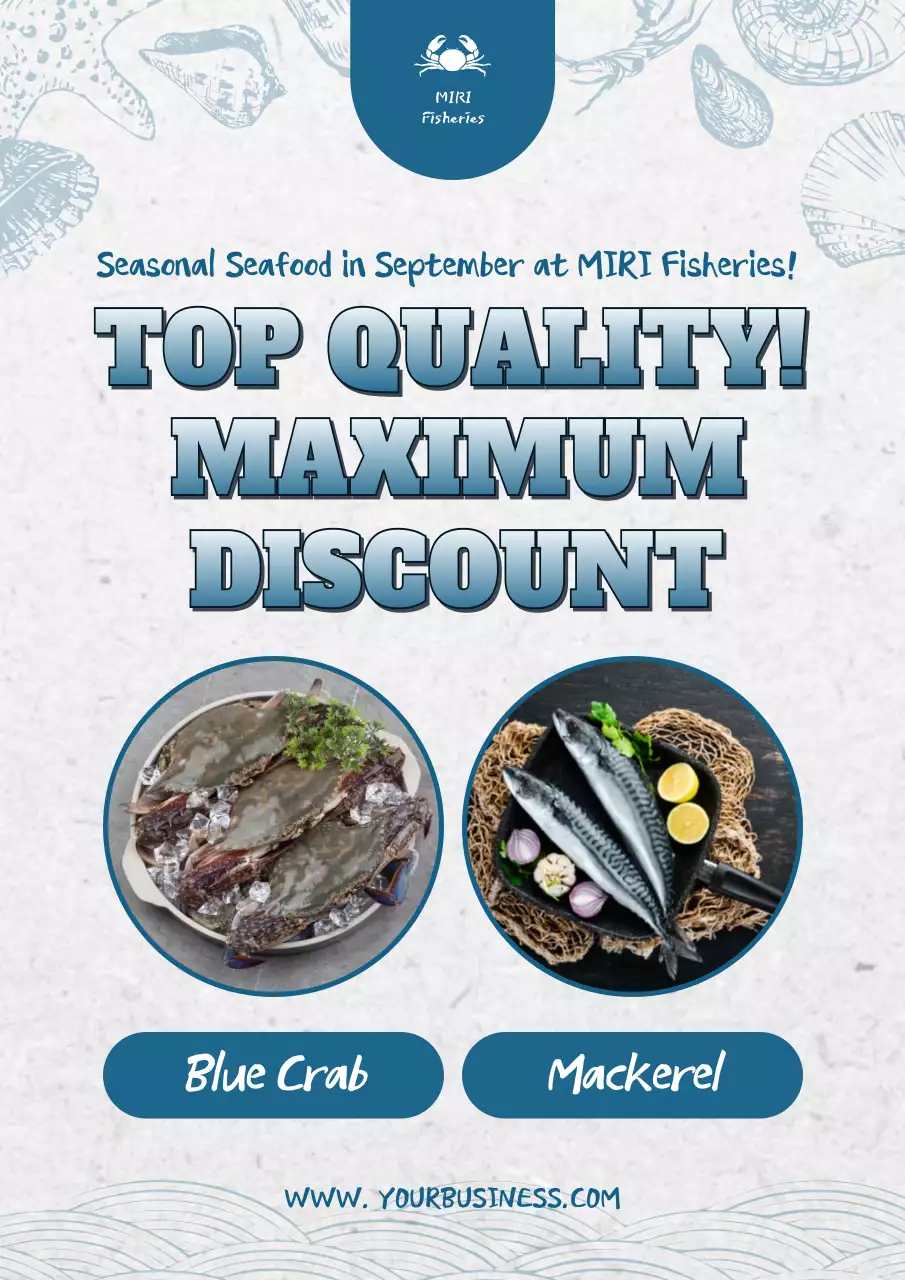 Blue Modern Seafood Promotion Poster