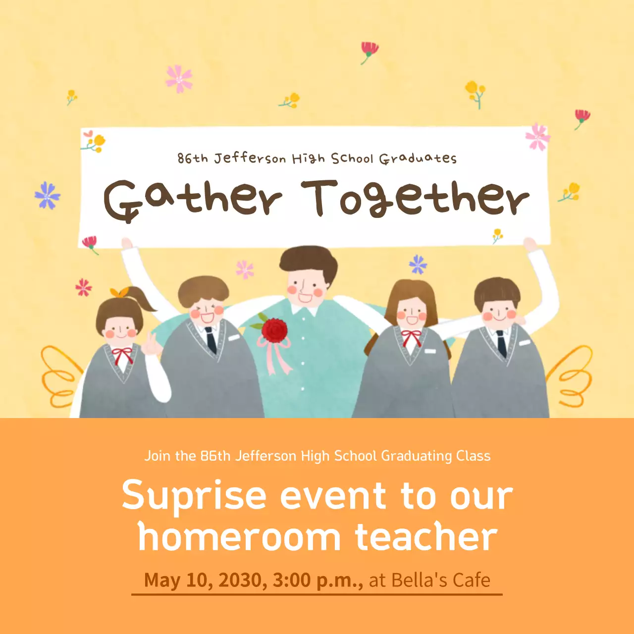 Yellow Vintage Graduation Invitation Social Media Post