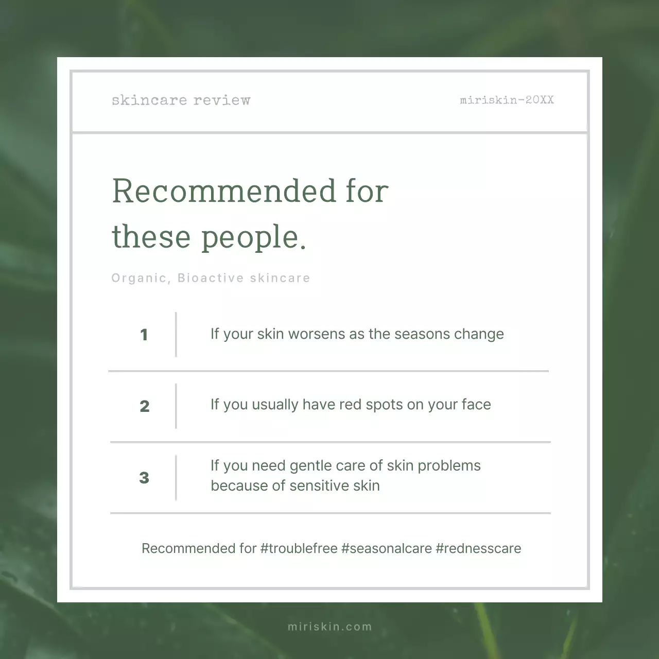 Green Minimal Skincare Review Instagram Carousel