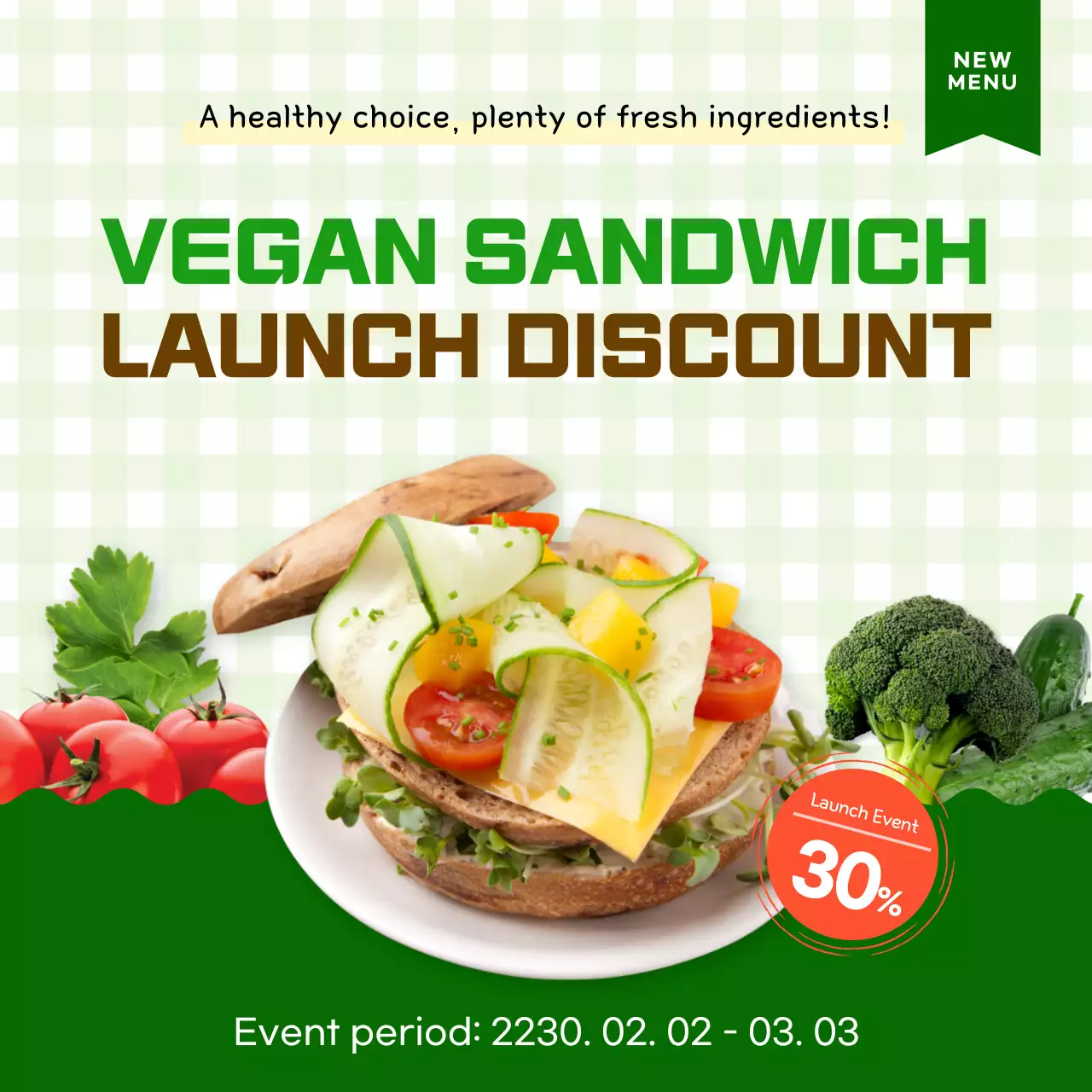 Green Modern Vegan Promotion Social Media Post