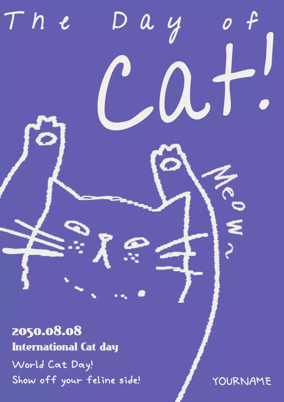 Purple Simple Cat Announcement Poster
