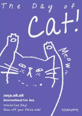 Purple Simple Cat Announcement Poster