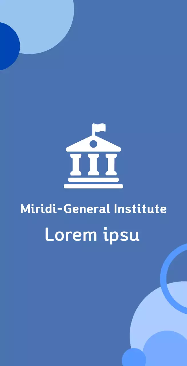 A blue background balsa with a logo depicting a school.