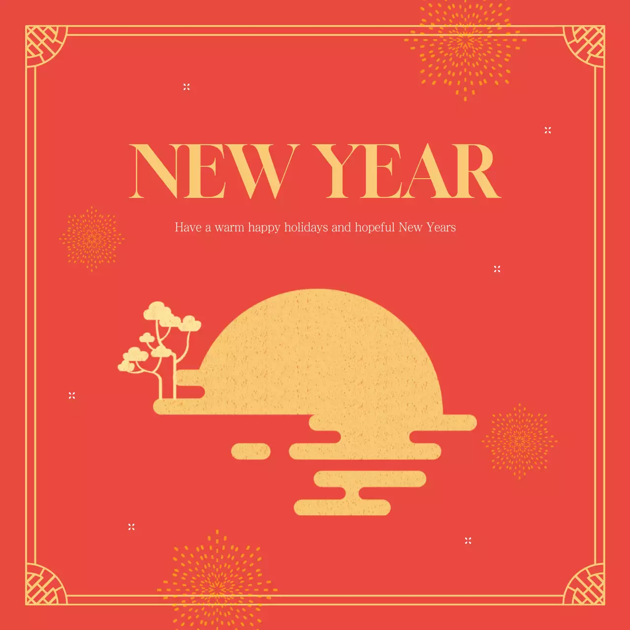 Red Traditional New Year Greetings Card Instagram Post