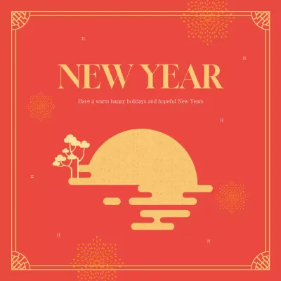 Red Traditional New Year Greetings Card Instagram Post