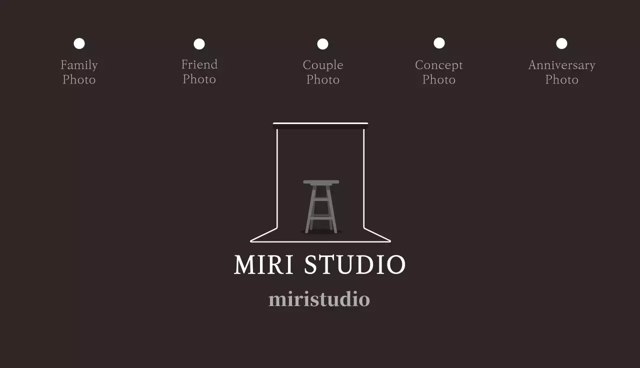 Retro photo studio with brown illustrations