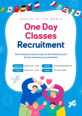 Blue Modern Classes Recruitment Poster