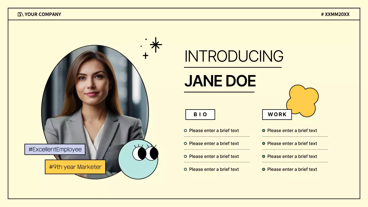 A kitschy business interview in purple and yellow