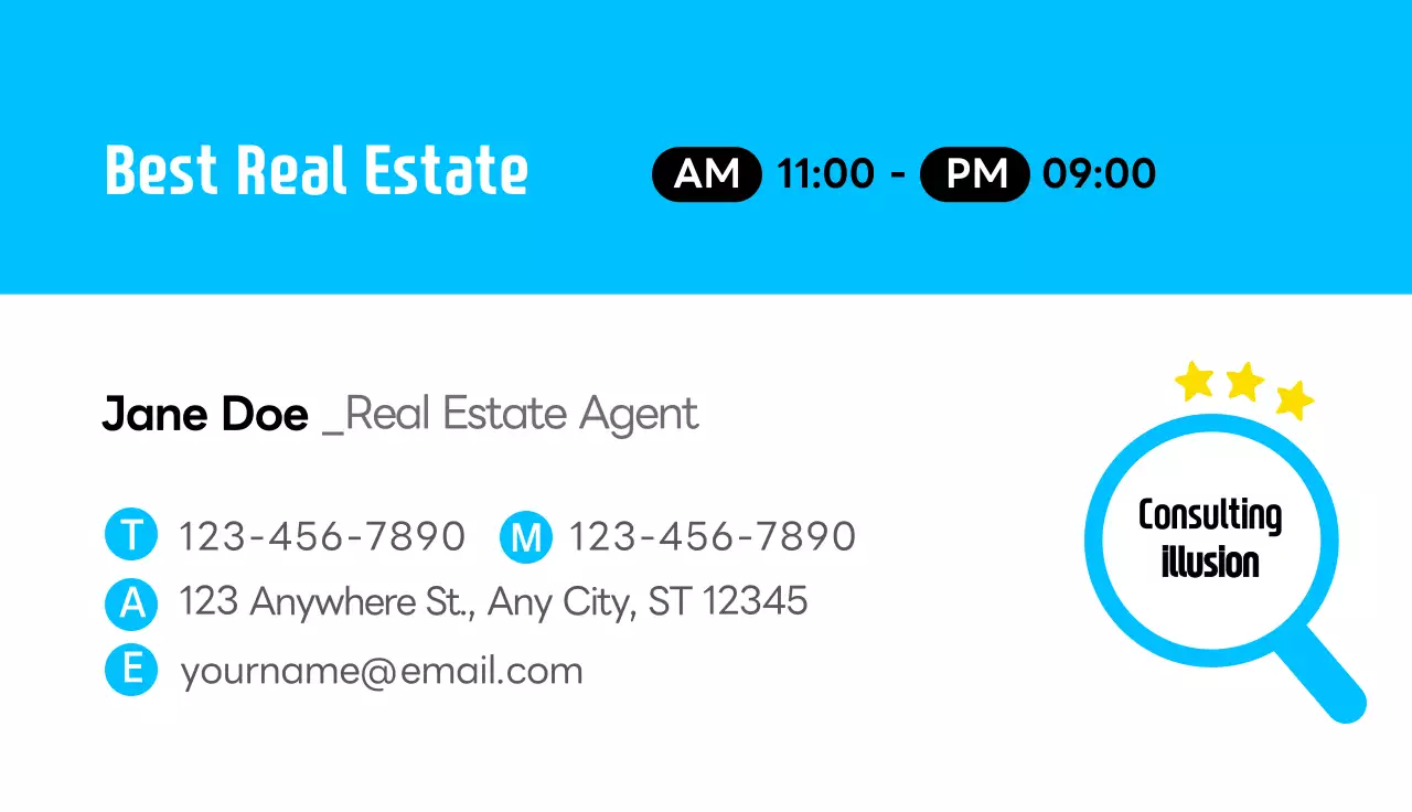 Blue Modern Real Estate Business Card
