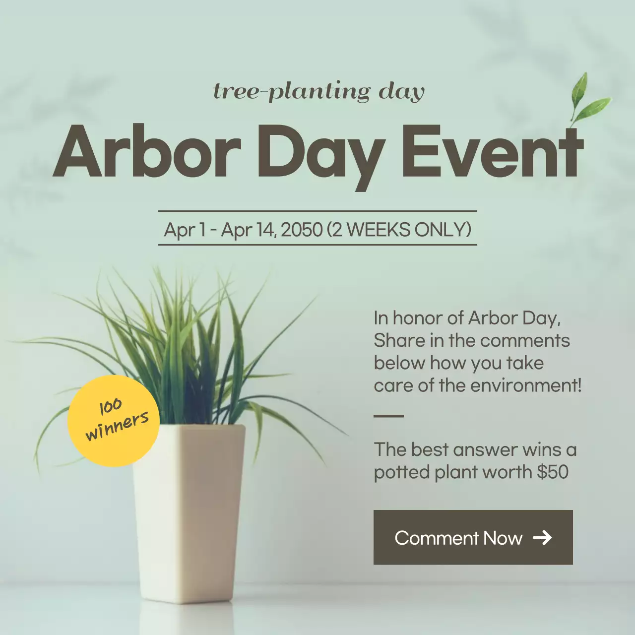 Arbor Day comment on the mint background planter photoEvent