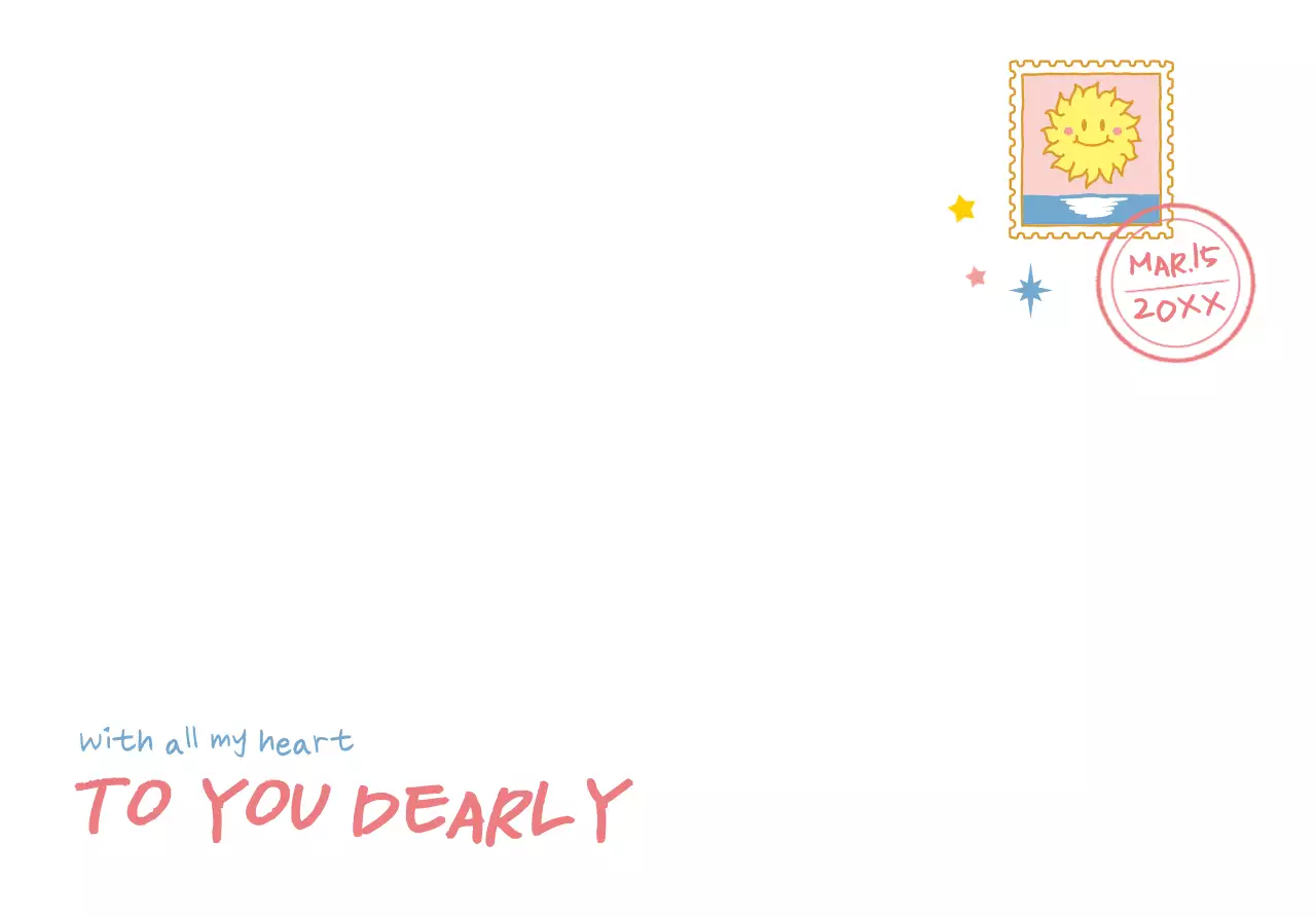 For letters with cute postage stamp illustrations with colorful hand-drawn concepts