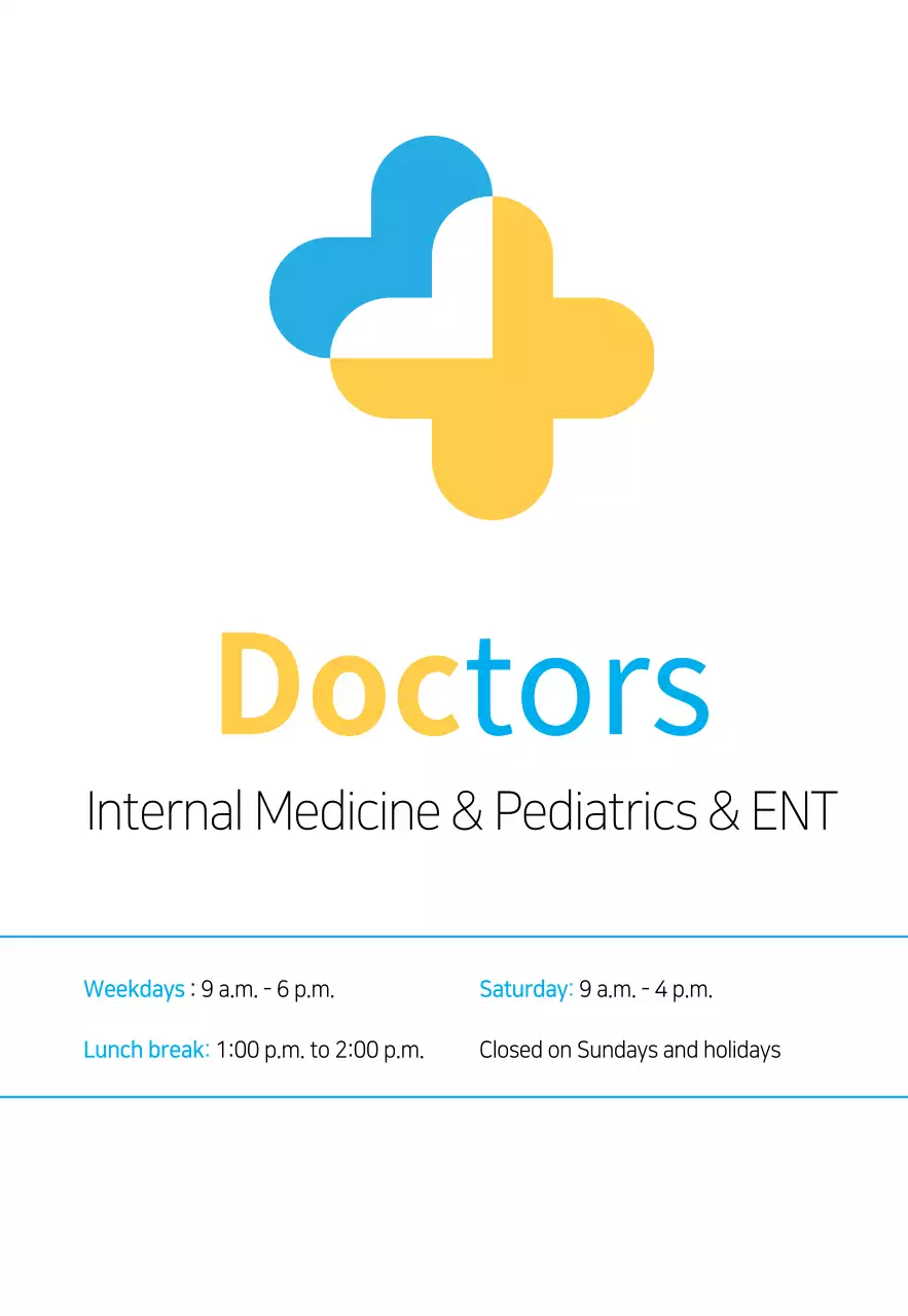 A blue-and-yellow, clean-style doctor's office