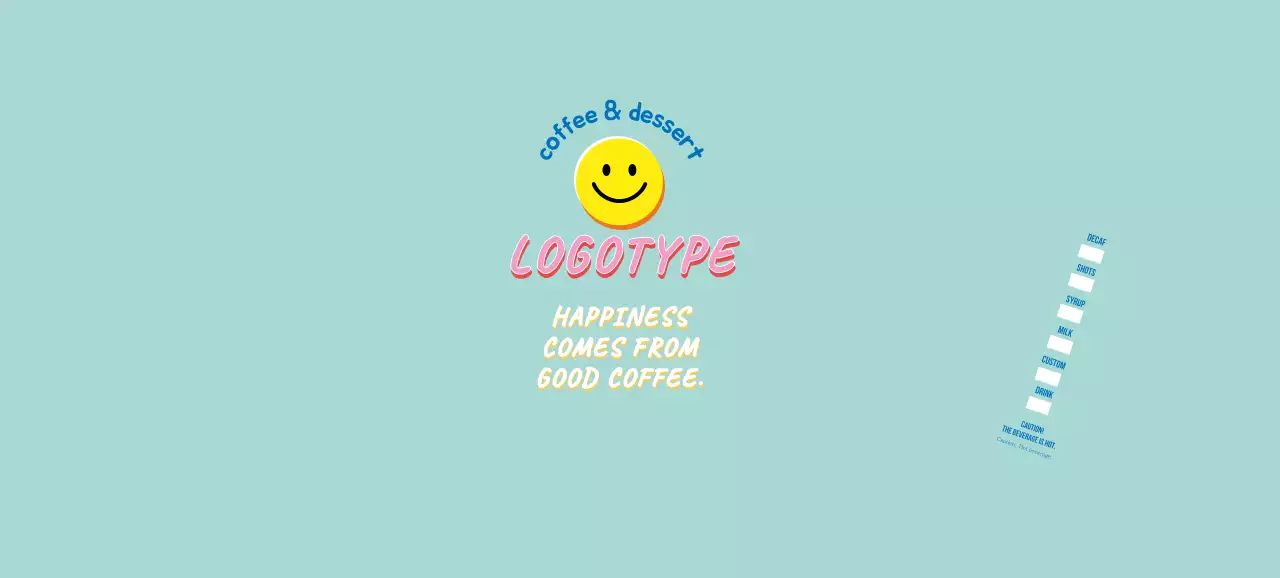 Blue cute illustration lettering cafe