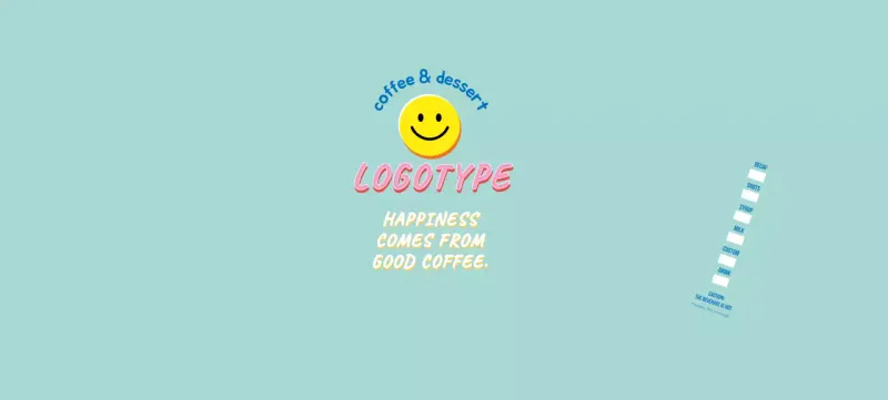 Blue cute illustration lettering cafe