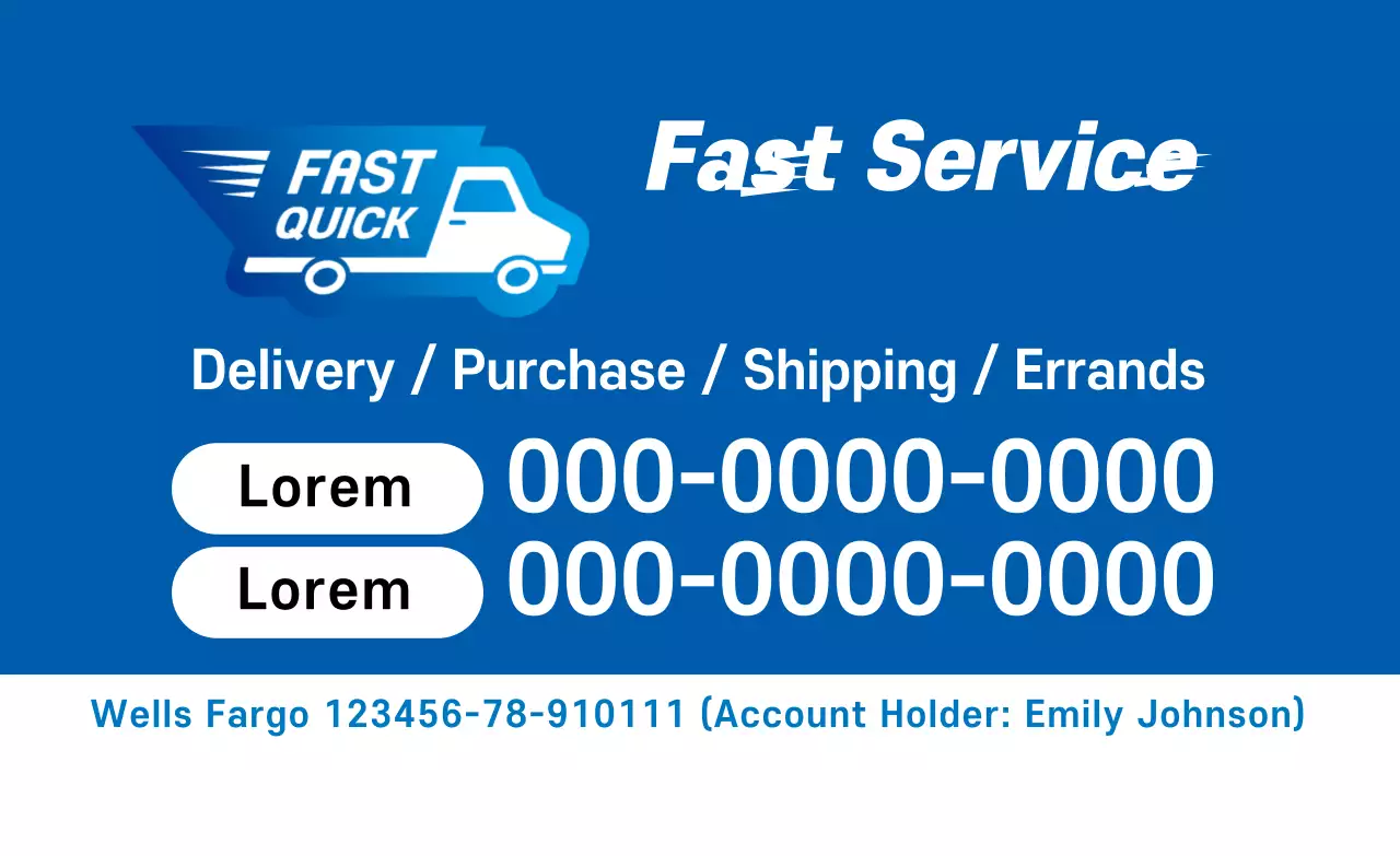 Quick service business cards