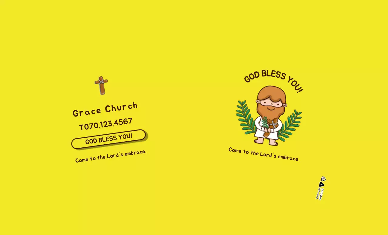 Yellow character illustration church