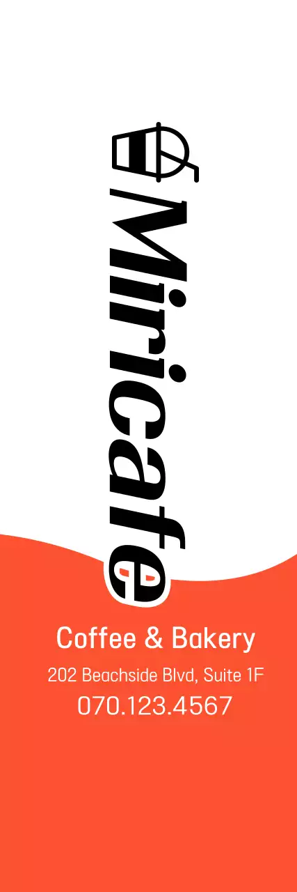 Promote a cafe and bakery with a simple concept in orange and black.