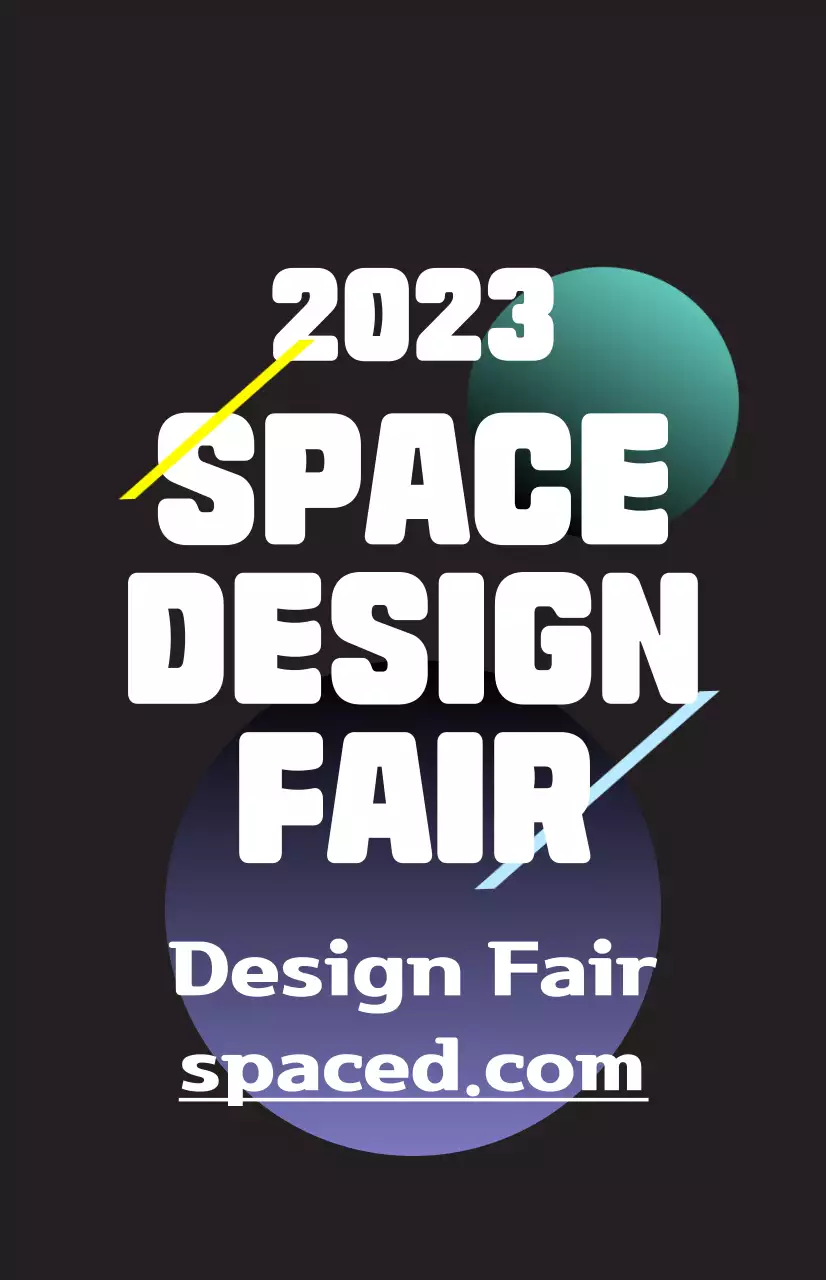 Promote a spatial design fair with colorful illustrations of shapes and text.