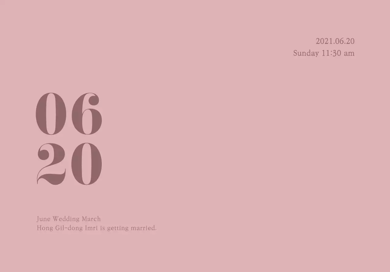 Amplop kartu pos undangan pernikahan bulan Juni dengan teks