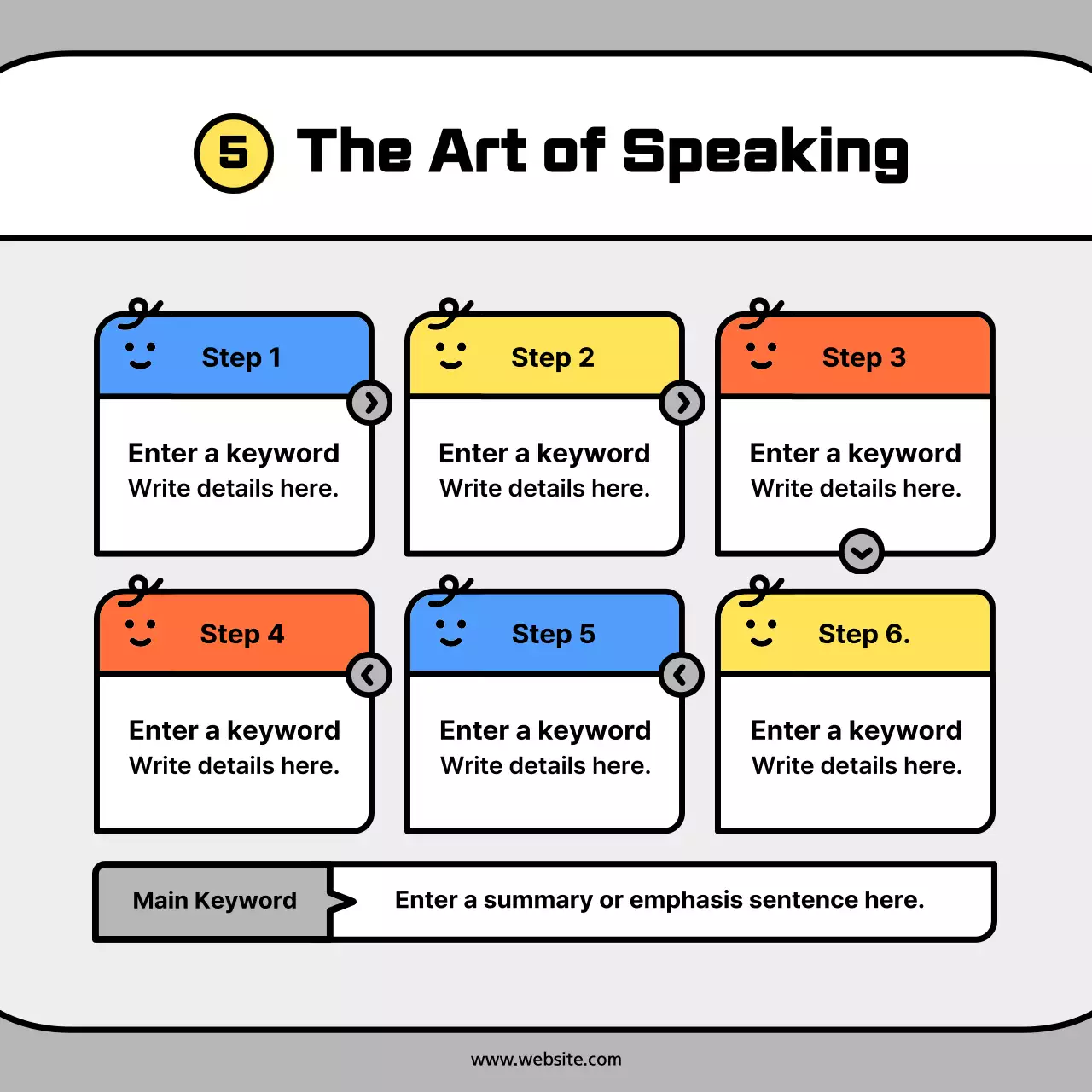 Cute character shapes in orange and blue concept cardsNews Kit