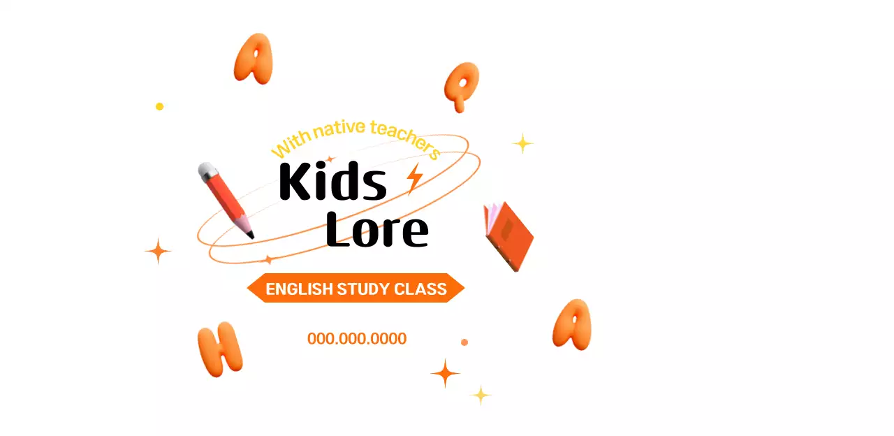 Children's English class with an attractive orange and black color scheme