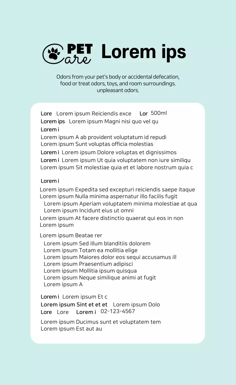 Logo màu xanh nhạt, nhãn chi tiết đồ dùng cho thú cưng sạch sẽ 