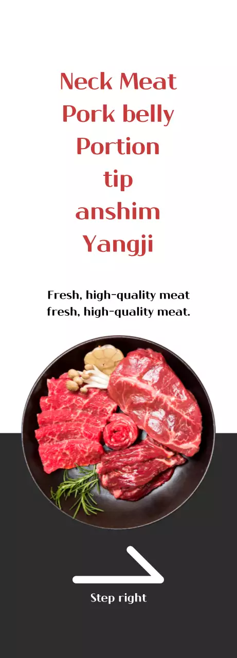 Promote a butcher shop with a clean white and gray look