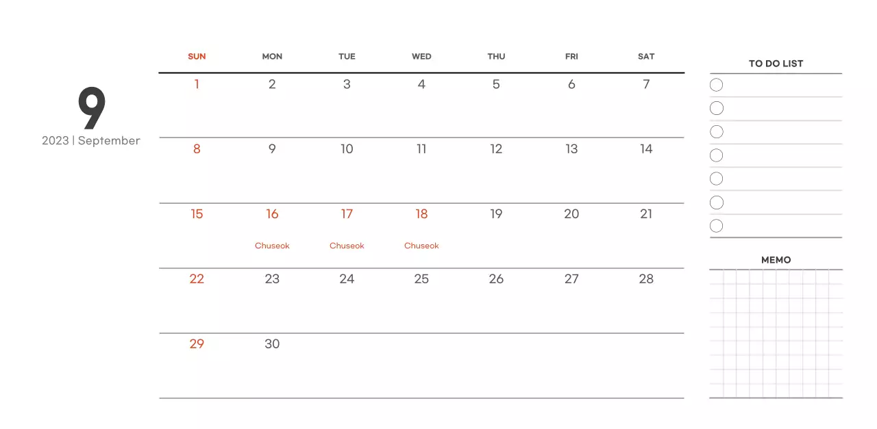 Simple, modern style cafe calendar