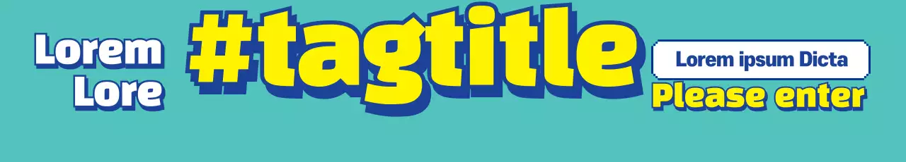 Banner de anúncio de hashtag em negrito azul-petróleo