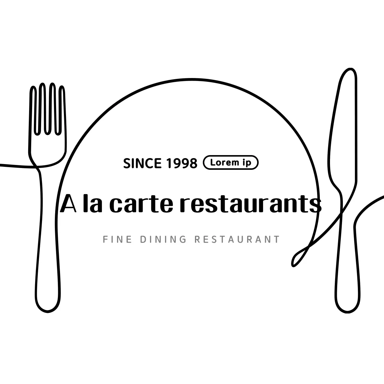 Gaya logo restoran sederhana dalam warna putih dan hitam