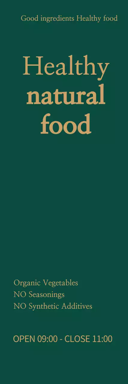 Banner de promoção de alimentos simples e verdes