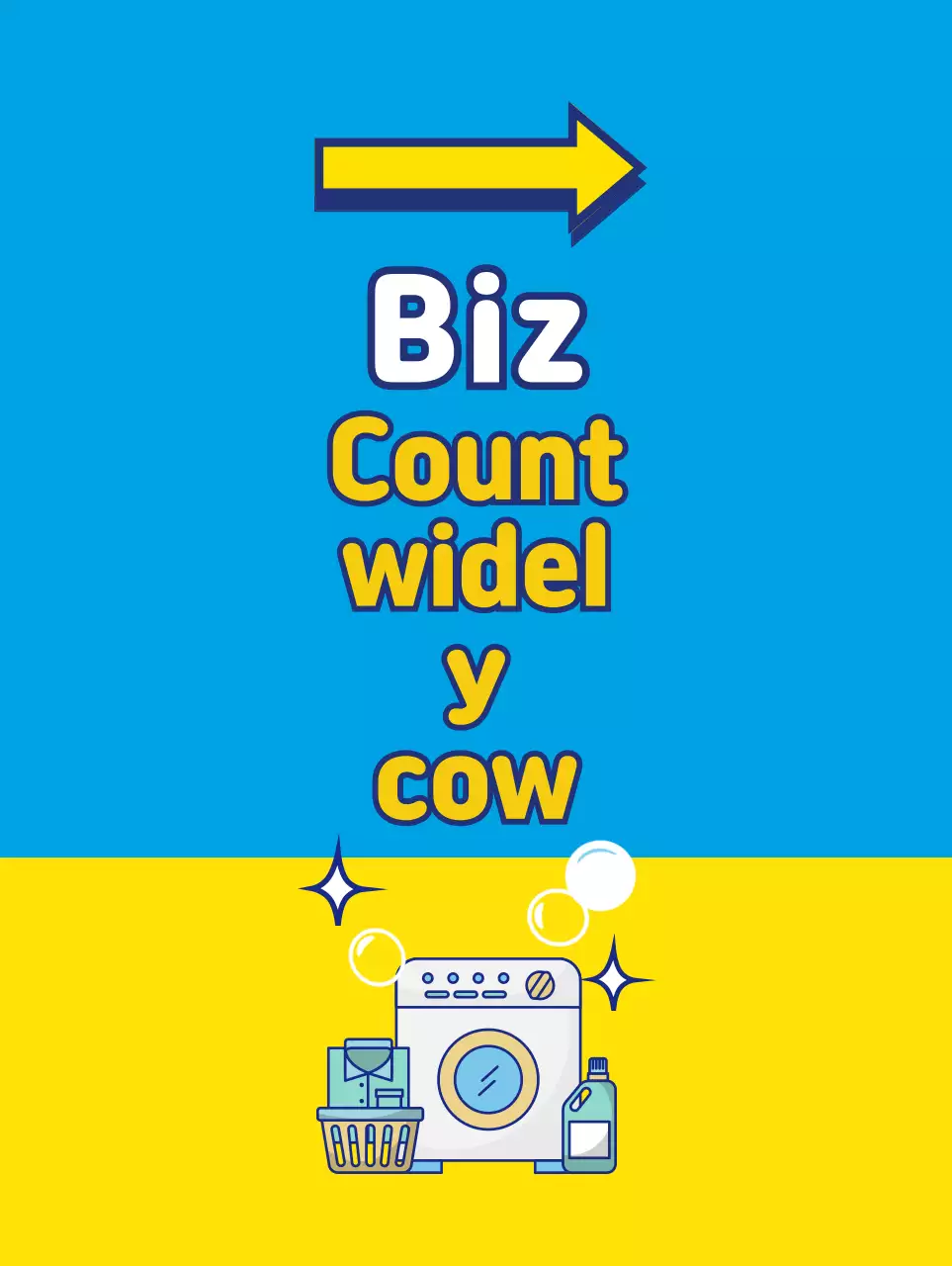 Cool laundromat banner in yellow and light blue