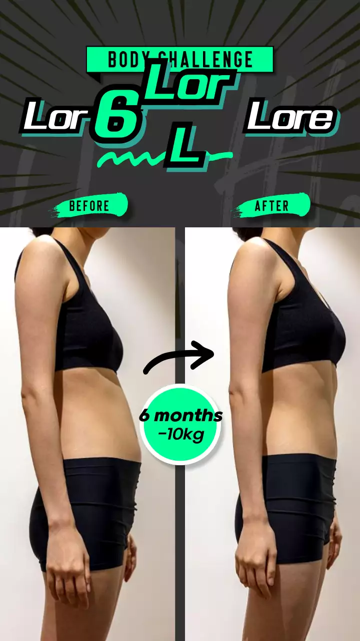 Uma história de Instagram de fitness de transformação corporal com texto em cor néon para se destacar.