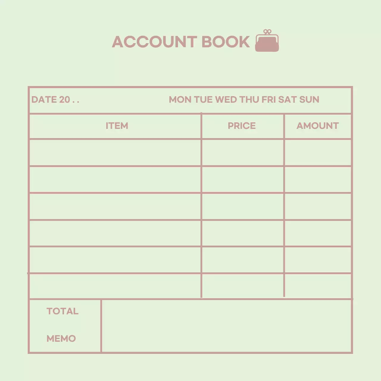 Ikon mint buku besar rumah tangga sederhana