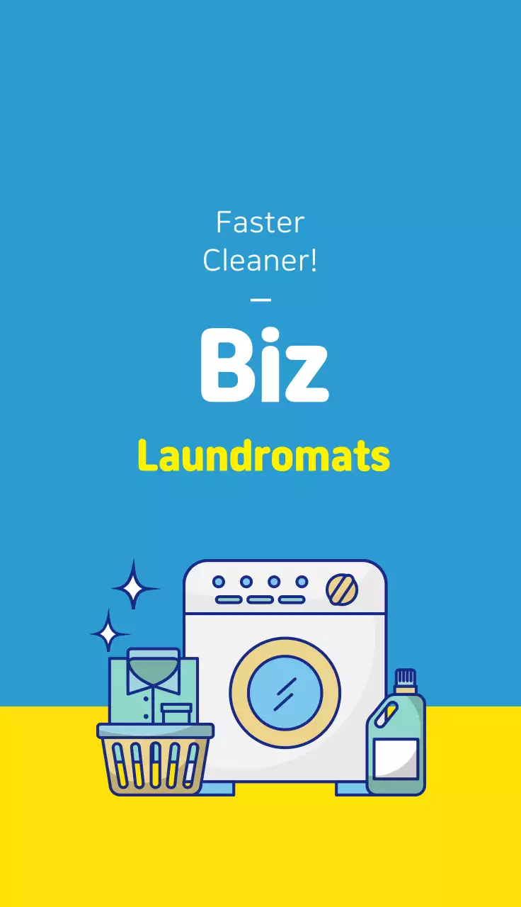 Kartu Nama Promosi Laundromat Modern Biru