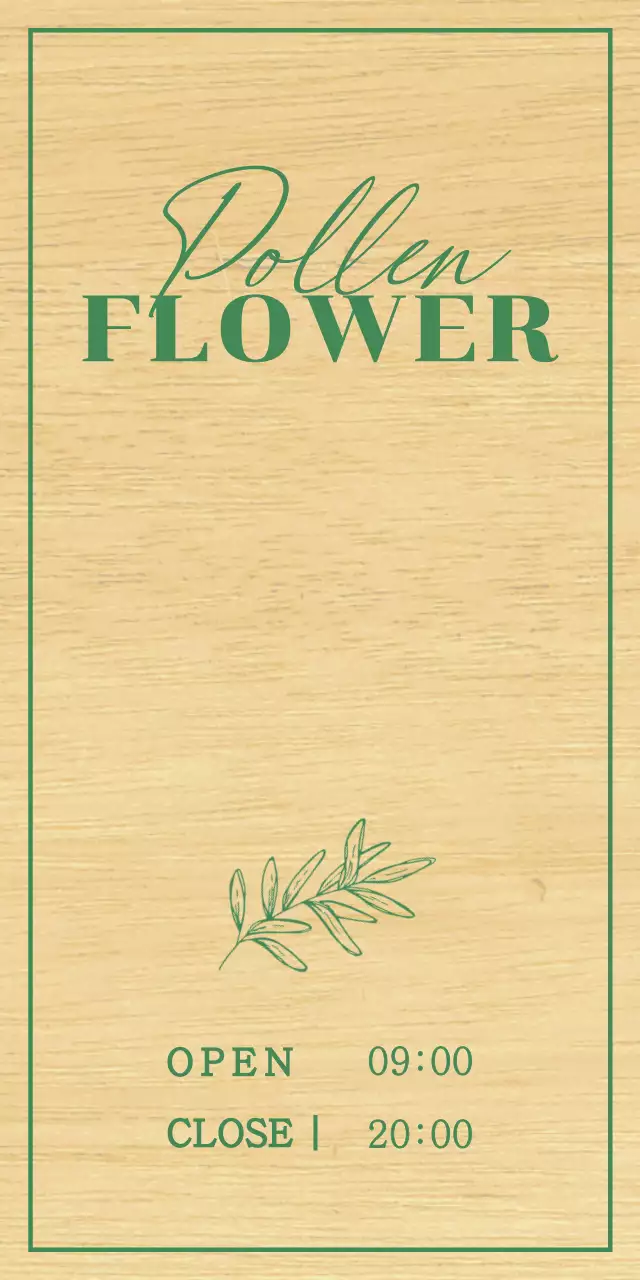 Flower shop design with green, hand-sketched botanical illustrations