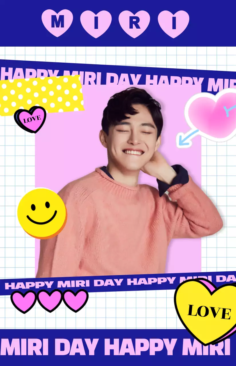 Latar belakang buku harian berwarna biru dan merah muda yang cerah dan stiker yang lucu