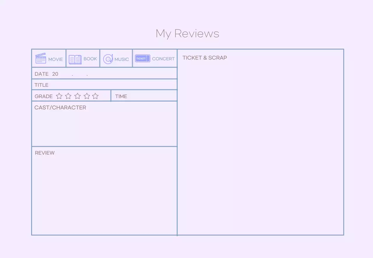 Biểu tượng màu tím nhật ký đánh giá đơn giản