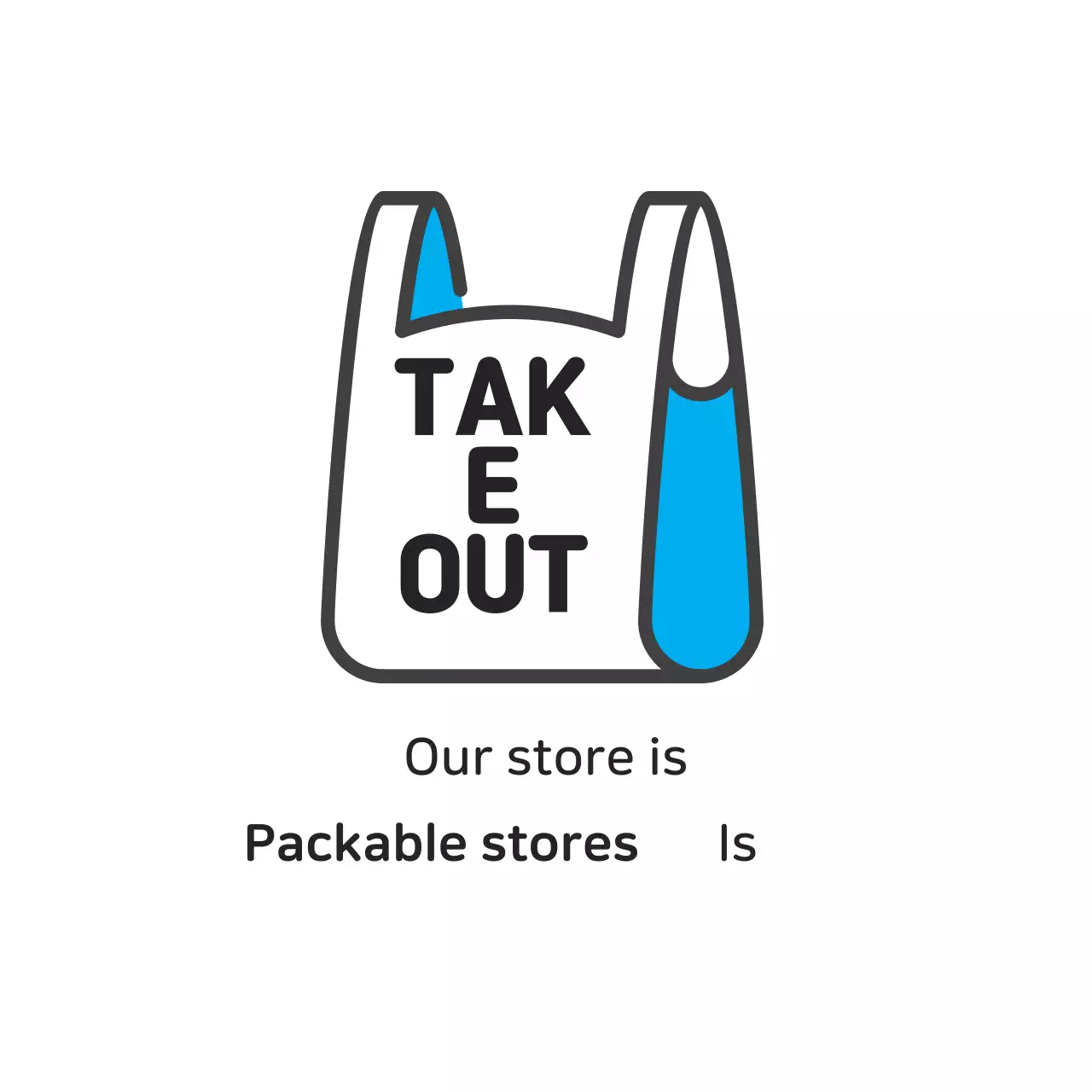 Etiqueta azul ilustrada de loja para levar