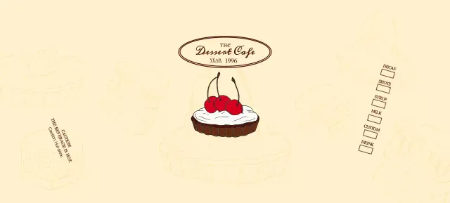 Promote and inform cafes with an emotional logo in reddish brown and pale yellow.