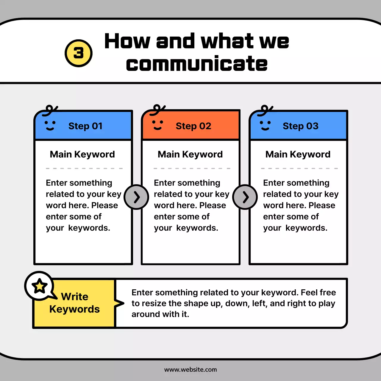 Cute character shapes in orange and blue concept cardsNews Kit