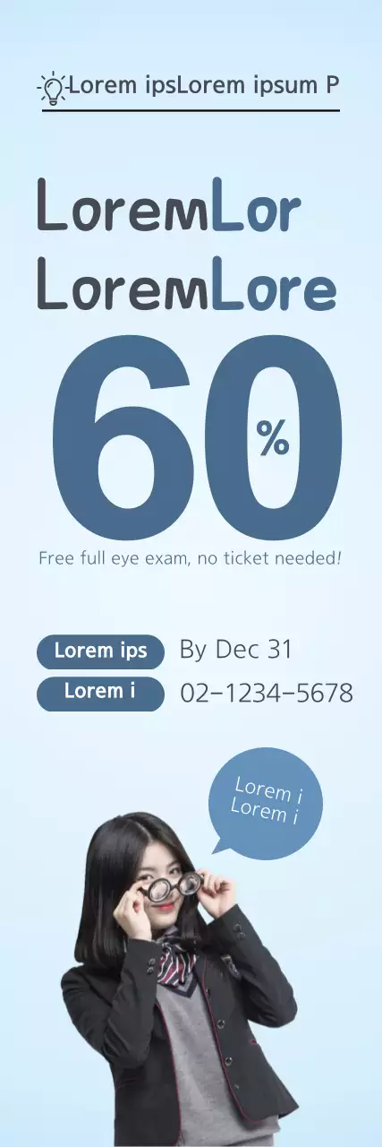 Banner de promoção do exame de vista moderno azul